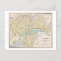 Antike 1899 Karte von Richmond, Virginia,