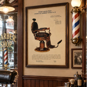 Antike 1906 Friseurstuhl-Werbung Poster