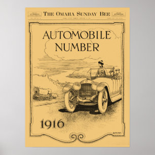 Antike 1916 Omaha Daily Bee Autoteil Poster