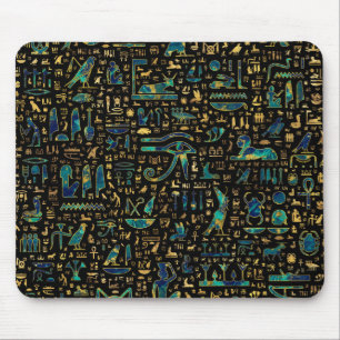 Antike ägyptische Hieroglyphen Marmor und Gold Mousepad