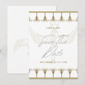 antike ägyptische Hochzeit Save the Date im Vintag