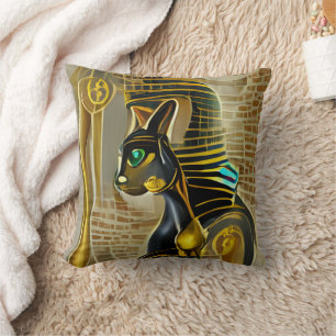 Antike ägyptische Katze Goddess Bastet AI Art Kissen