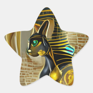 Antike ägyptische Katze Goddess Bastet AI Art Stern-Aufkleber