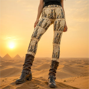 Antike ägyptische Katzen-Göttin & Hieroglyphen im Leggings