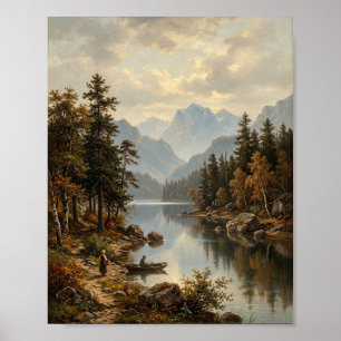 Antike Alpensee-Landschaft I Poster