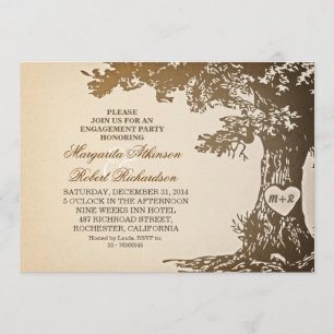 antike alte Eichenbaum-Hochzeitseinladungen Einladung
