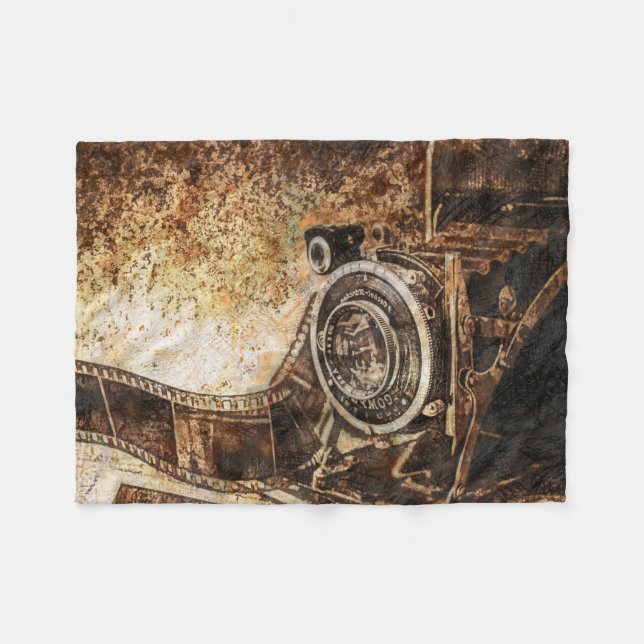 Antike alte Foto-Kamera Fleecedecke (Vorderseite (Horizontal))