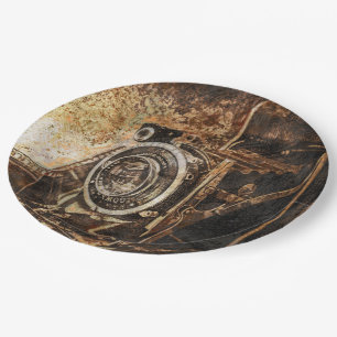 Antike alte Foto-Kamera Pappteller