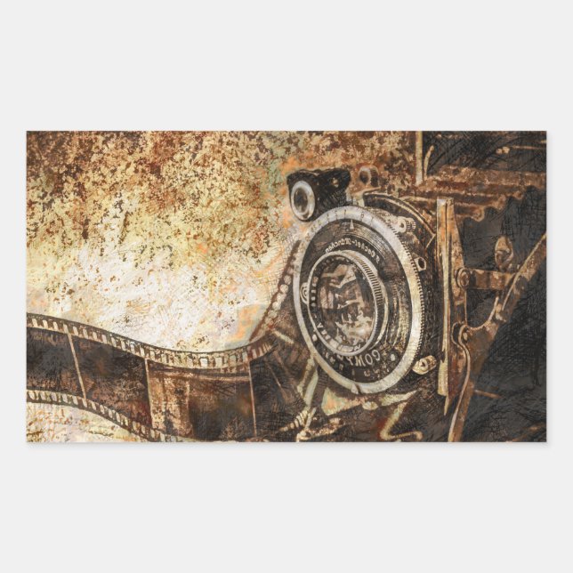 Antike alte Foto-Kamera Rechteckiger Aufkleber (Vorderseite)
