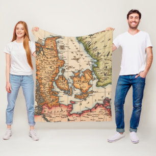 Antike Alte Karte Inspiriert (10) Fleecedecke