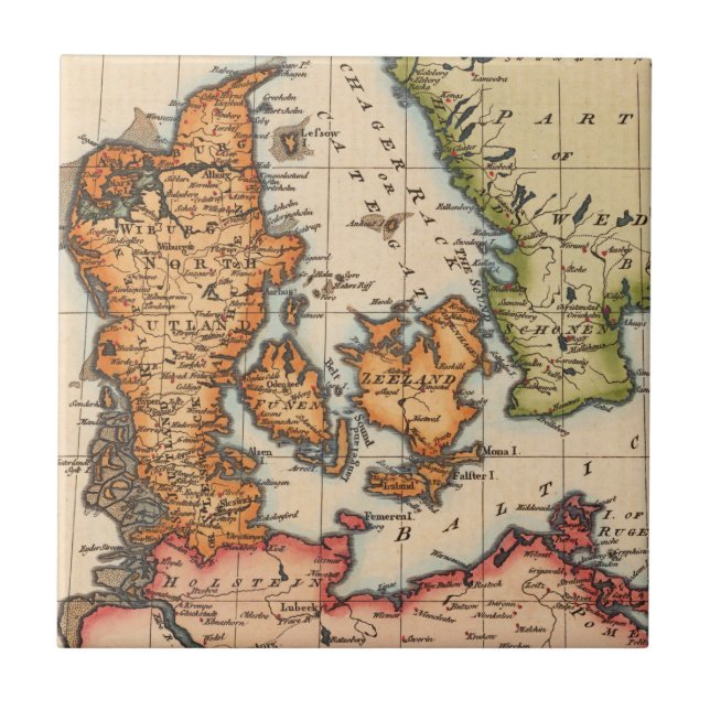 Antike Alte Karte Inspiriert (10) Fliese (Vorderseite)