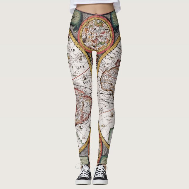Antike Alte Karte Inspiriert (12) Leggings (Vorderseite)