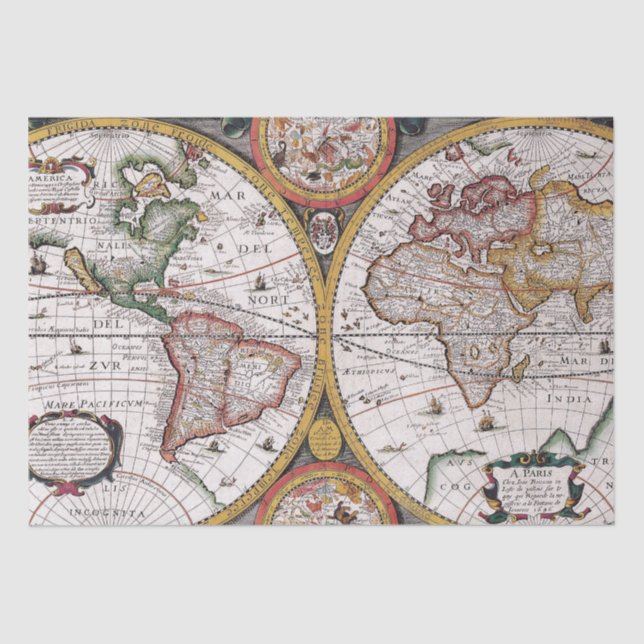 Antike Alte Karte Inspiriert (12) Seidenpapier (Vorderseite)