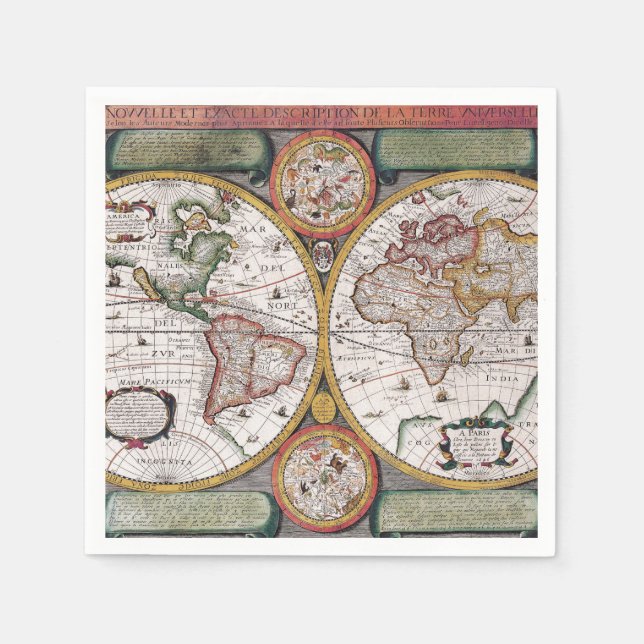 Antike Alte Karte Inspiriert (12) Serviette (Vorderseite)