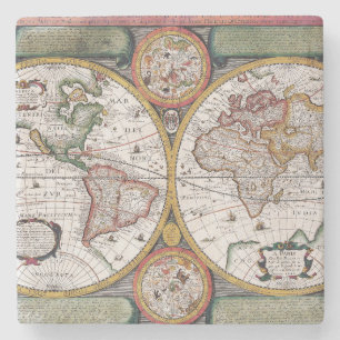 Antike Alte Karte Inspiriert (12) Steinuntersetzer