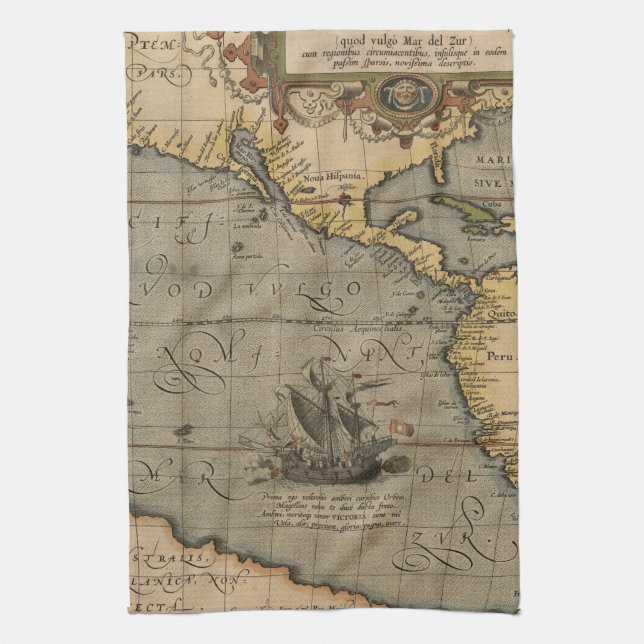 Antike Alte Karte Inspiriert (14) Gepäckanhänger Geschirrtuch (Vertikal)