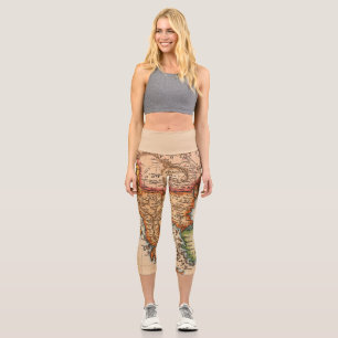 Antike Alte Karte Inspiriert (2) Capri Leggings