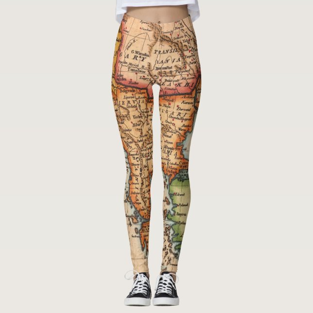 Antike Alte Karte Inspiriert (2) Leggings (Vorderseite)