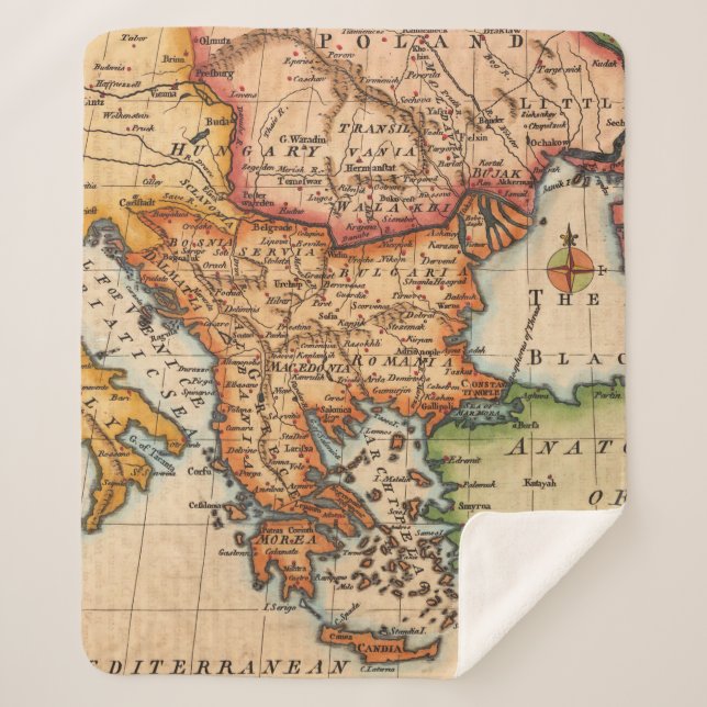 Antike Alte Karte Inspiriert (2) Sherpadecke (Vorderseite)