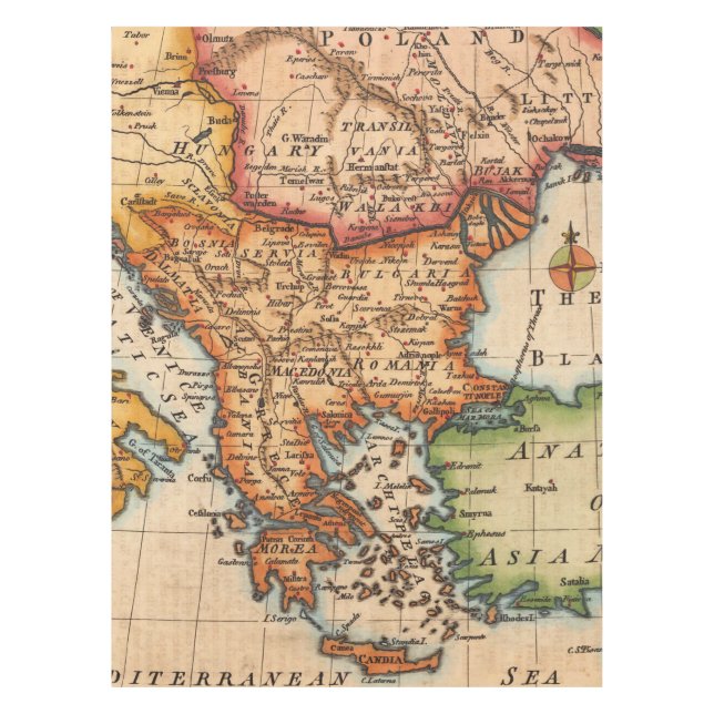 Antike Alte Karte Inspiriert (2) Tischdecke (Vorderseite)