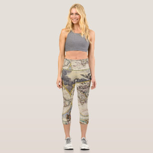 Antike Alte Karte Inspiriert (4) Capri Leggings