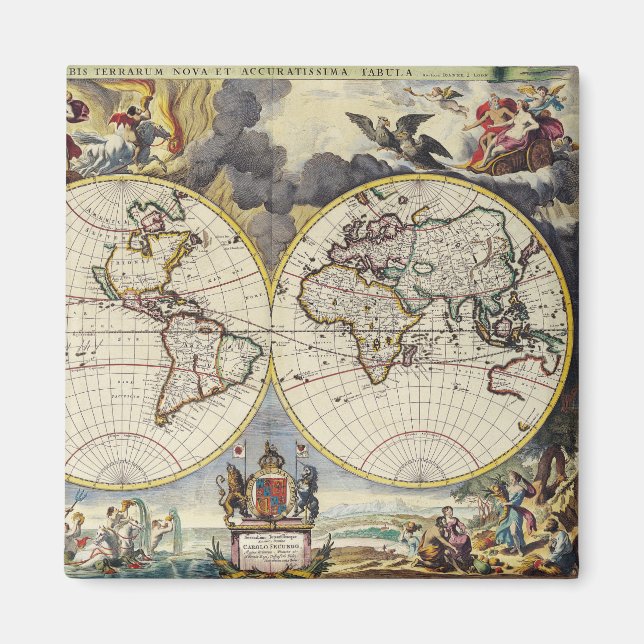 Antike Alte Karte Inspiriert (4) Magnet (Vorne)