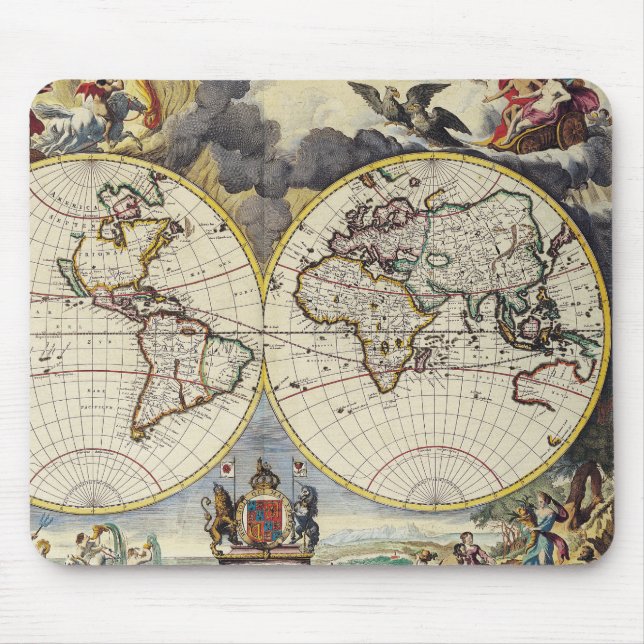 Antike Alte Karte Inspiriert (4) Mousepad (Vorne)