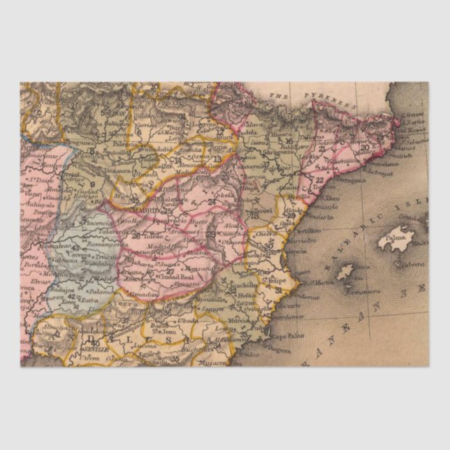 Antike Alte Karte Inspiriert (5) Seidenpapier (Vorderseite)