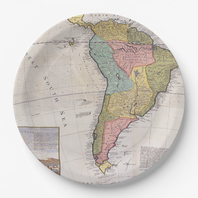 Antike Alte Karte Inspiriert (8) Pappteller (Vorderseite)