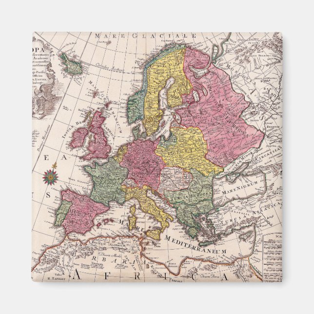 Antike Alte Karte Inspiriert (9) Magnet (Vorne)