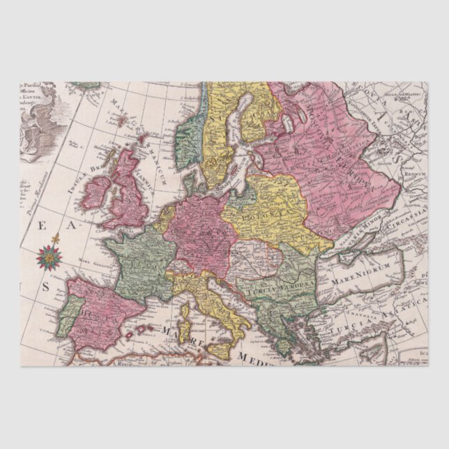 Antike Alte Karte Inspiriert (9) Seidenpapier (Vorderseite)