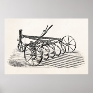 Antike alte Pflüge landwirtschaftliche Geräte Land Poster