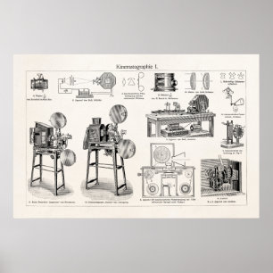 Antike alte Vintage-Filmkamera Kinematographie Poster