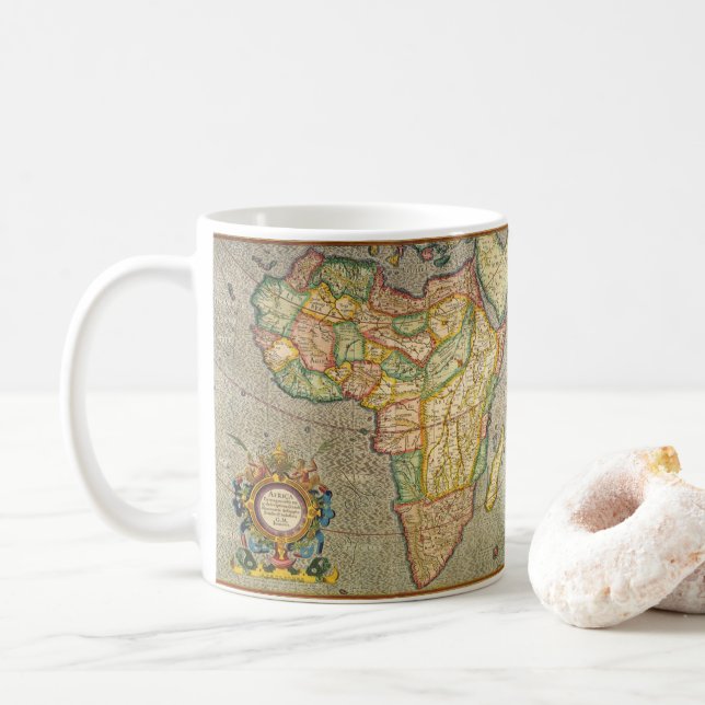 Antike Alte Welt Gerardus Mercator Karte Afrikas Kaffeetasse (Mit Donut)