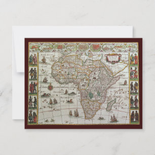 Antike alte Weltkarte Afrikas von Blaeu, um 1635 Einladung