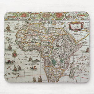 Antike alte Weltkarte Afrikas von Blaeu, um 1635 Mousepad