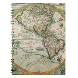 Antike alte Weltkarte der Amerikas, 1597 Notizblock