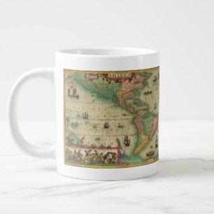 Antike alte Weltkarte der Amerikas von Hondius Jumbo-Tasse