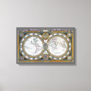 Antike alte Weltkarte von Claude Auguste Berey Leinwanddruck