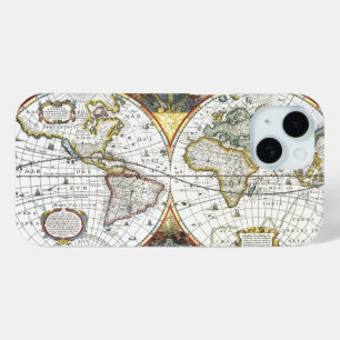 Antike alte Weltkarte von Hendrik Hondius, 1630 iPhone 15 Hülle