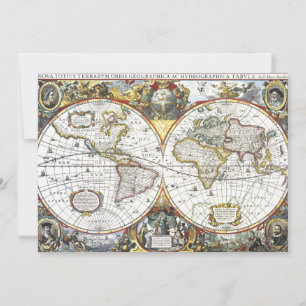 Antike alte Weltkarte von Hendrik Hondius, 1630 Einladung
