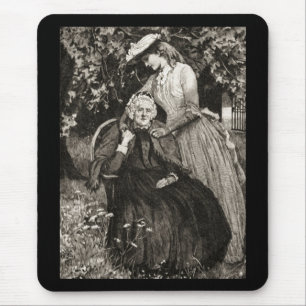 Antike ältere Mutter und Tochter Mousepad