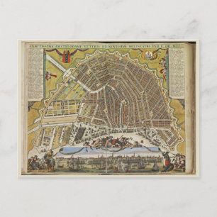Antike Amsterdam-Karte Postkarte