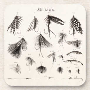 Antike Angelköder Angelköder Haken aus dem 19. Jah Getränkeuntersetzer