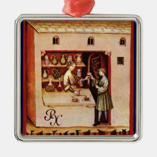 ANTIKE APOTHEKE Medizin, Drogerie, Pergament Silbernes Ornament