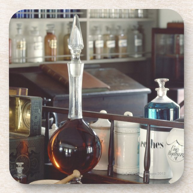 Antike Apothekenflaschen Untersetzer (Vorderseite)