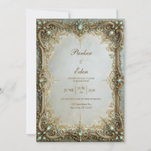 Antike Aqua-Juwel-Filigran-Rahmen-Hochzeit Einladung