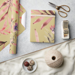 Antike Aquarell-Blumen und -Blätter Geschenkpapier
