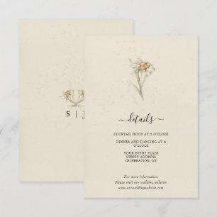 Antike Aquarell-Einlage mit Wildblumen-Muster Begleitkarte