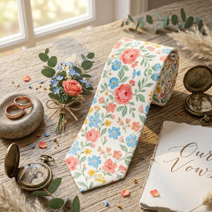 Antike Aquarell-Frühlingsgarten-Blumenmuster Krawatte